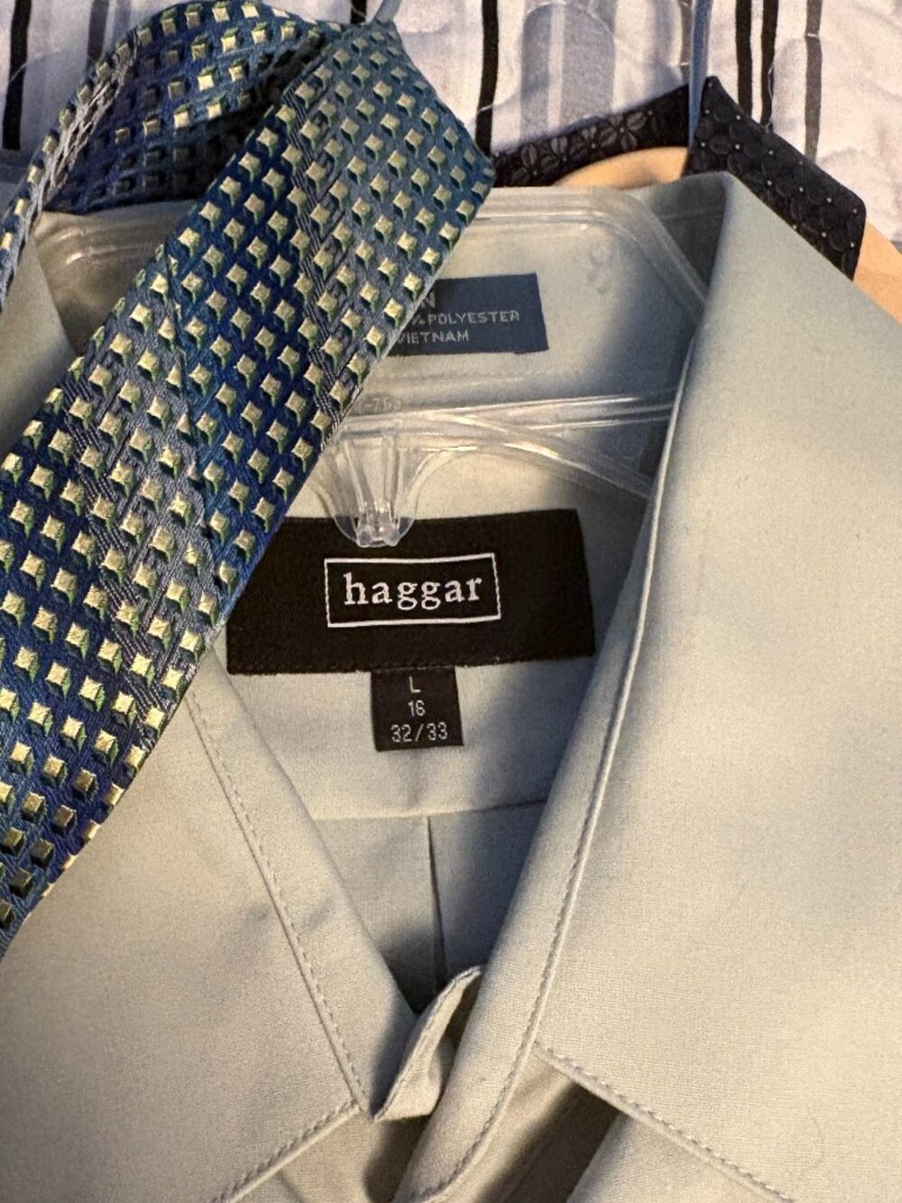 Haggar Men’sDress Shirt 16 32/33 + Kenneth Cole Tie